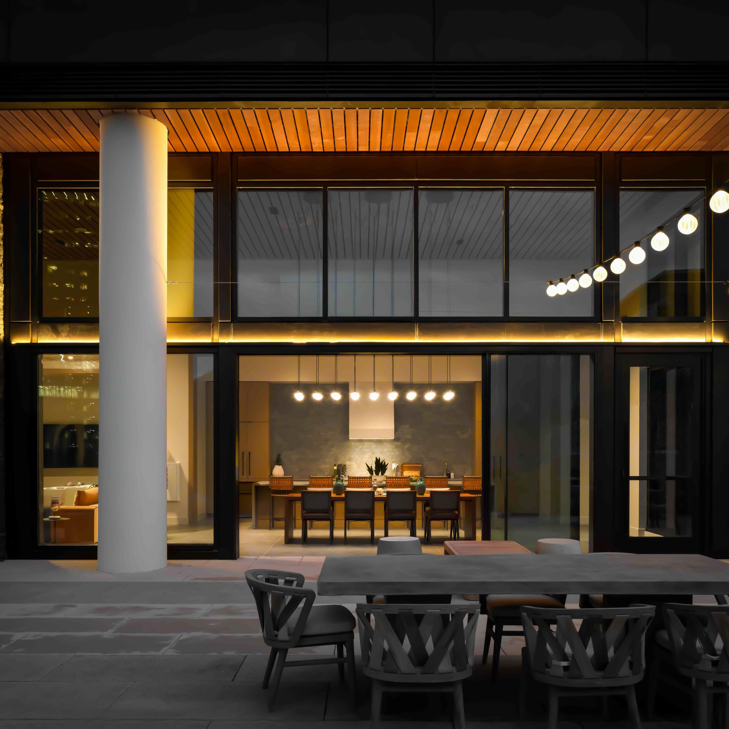 modern exterior building in downtown salt lake city, Astra Tower 8th floor patio exterior, cozy look inside