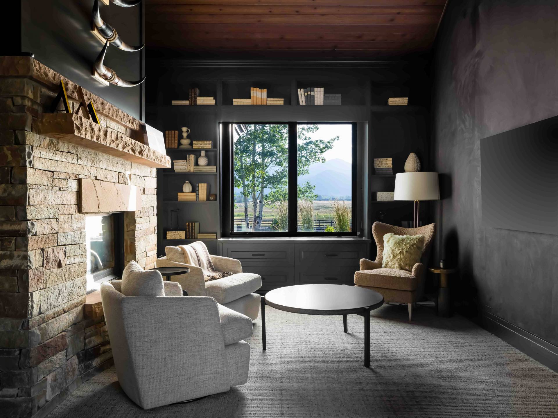 This office is a key feature of this luxury ranch style property in Park City, Utah. It's architecture and interior design touches are amazing, making this image a perfect example of architecture and design photography in Park City.